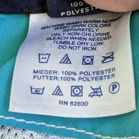 Lands End men's mesh lined teal swim trunks with embroidered anchors, Med 32-34" - Picture 4 of 4